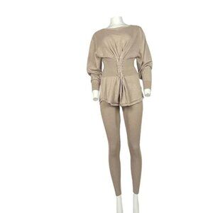 Misspap Two Piece Legging Set Tan Size S/M